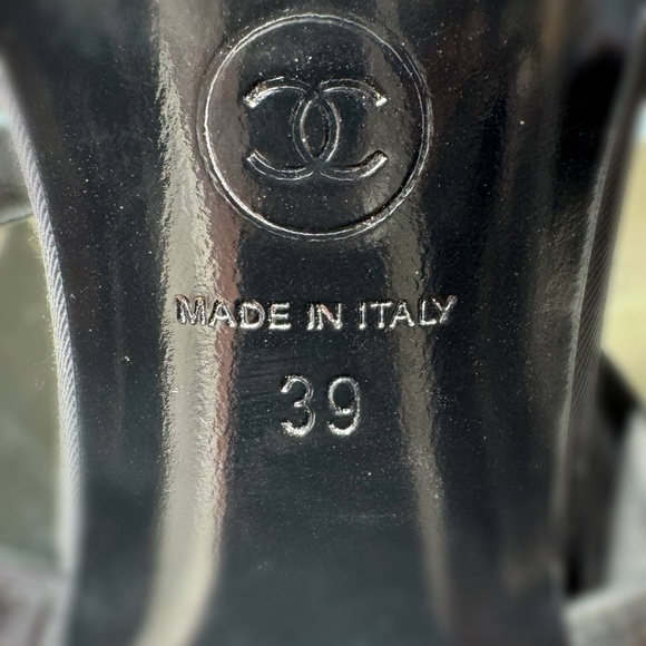 NEW Chanel Black Fabric Leather Pearl Block Heel Star Sandals Shoes - 39 - Picture 15 of 15